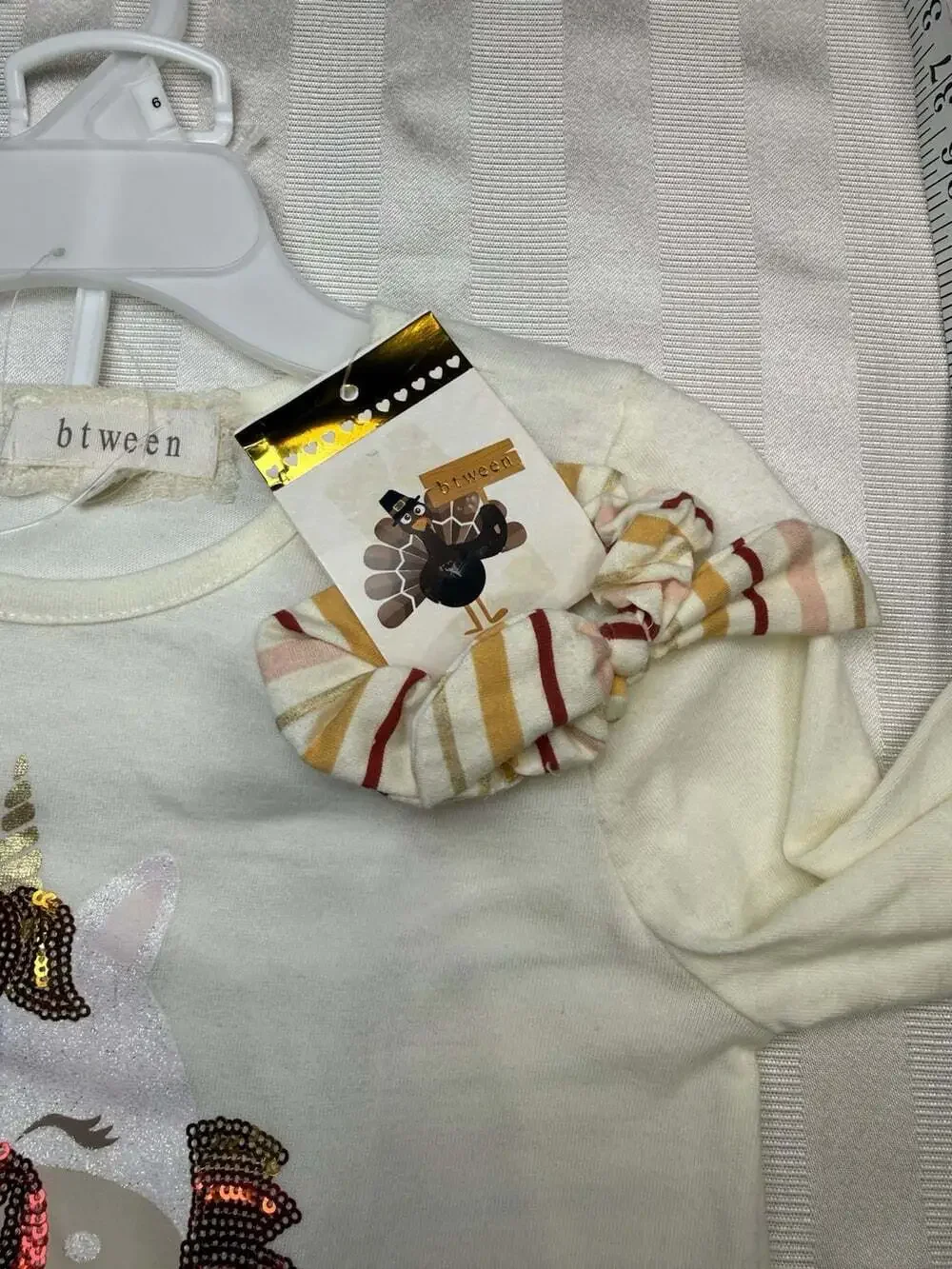 Btween Unicorn Fall Outfit w/Leggings Long Sleeve Shirt Scrunchie Girls Sz 6 NEW